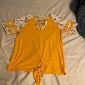 Yellow flower patterned T-shirt